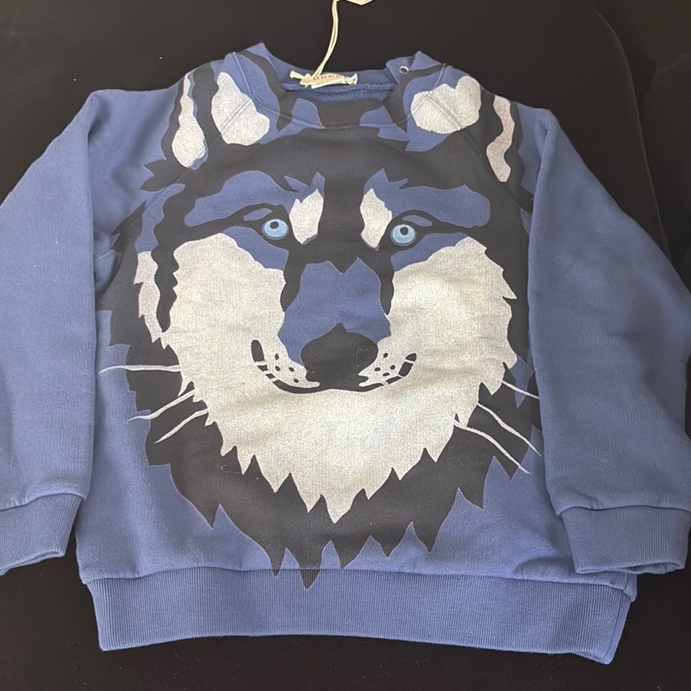 Bnwt Gucci Kids Navy And Gray Wolf Sweatshirt Size 3